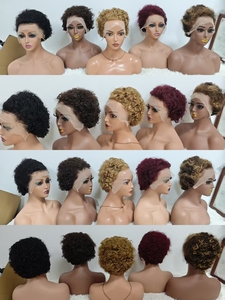 Promotion Letsfly : Perruque Pixie Bouclée 10$ avec Lace Frontale 13x4, Coupe Courte, Cheveux Brésiliens Ondulés, 100% Cheveux Humains, Vente en Gros - Product Image 1