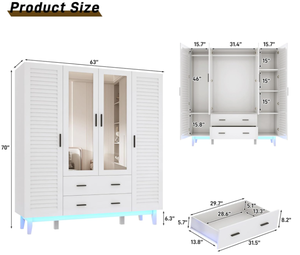 <span class=keywords><strong>Armadio</strong></span> a <span class=keywords><strong>Quattro</strong></span> <span class=keywords><strong>Ante</strong></span> <span class=keywords><strong>con</strong></span> 2 Cassetti e 2 Specchi - Product Image 6