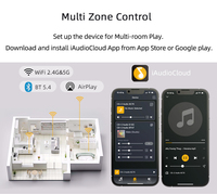 Haut-parleur de plafond facile à installer, 6,5 pouces, 2x60W, stéréo actif coaxial, audio encastré WiFi AirPlay DLNA pour hôtel, église