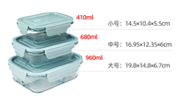 Boîte à lunch bento pour enfants avec couvercle en plastique, récipient alimentaire en verre anti-fuite sans BPA pour la préparation des repas, conservation de la fraîcheur, 1-3L