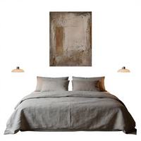 Tableau mural en toile de coton texturée, carré, marron, style Wabi-sabi, peinture abstraite au couteau à palette pour salon moderne, vente en gros