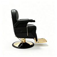 Fauteuil de Barbier Hydraulique Luxe Doré Pivotant à 360° Inclinable Design Mid-Century Robuste pour Salon et Usage Scolaire