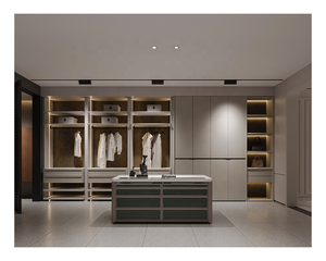 Armoire de chambre de luxe placard de rangement ouvert miroir verre Double garde-robe en métal vêtements organiser - Product Image 1