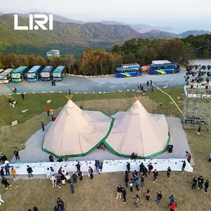 4 saisons extérieur grand poteau en bois à Double pic Tipi événement Camping tente mariage