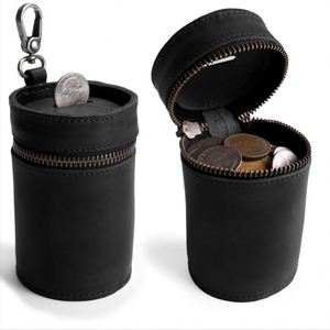 Retro Coin Change <b>Pouch</b> <b>Mini</b> Cylinder Money Saving Box Coin Purse Vintage Crazy Horse Leather Coin Tube <b>Pouch</b> - Product Image 2