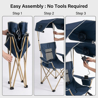 Chaise de camping pliable portable avec auvent, ventilateur et repose-pieds amovible, légère et compacte, idéale pour la plage et les pique-niques
