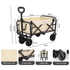 Personalizado portátil ajustable 5 pulgadas PVC rueda plegable al aire libre jardín carro playa Picnic plegable Camping carro - Product Image 2