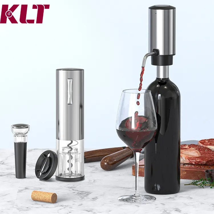 Stainless Steel Automatic Wine Dispenser Gifts Set Wine Aerator Decanter Electric Wine Decanter Set