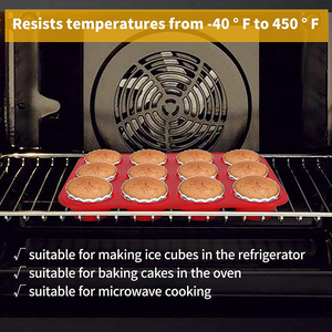 Molde de Silicona Antiadherente para Muffins o Cupcakes, con Capacidad para 12 Unidades, Gran Tamaño, Tarifa Reducida - Product Image 4