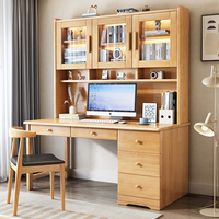 Bureau tout-en-un en bois massif avec étagère et bibliothèque, chaise d'étude pour enfants, bureau d'écriture pour étudiants, modèle domestique pour chambre à coucher
