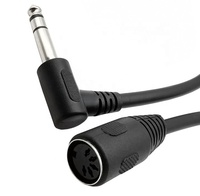 Câble Audio stéréo femelle à Angle gauche rs-midi, 5 broches, 6.35MM