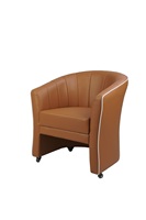 Canapé individuel moderne en cuir PU camel avec roulettes, fauteuil rembourré de style mi-siècle pour hall d'hôtel, réception, club, salon