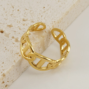 Geometric Open <b>Titanium</b> Steel <b>Ring</b> 18k Gold Plated Stainless Steel Jewelry Gift Fashion <b>Rings</b> - Product Image 1