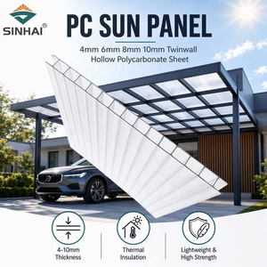 Panneau solaire PC 4mm 6mm 8mm 10mm, <span class=keywords><strong>plaque</strong></span> en <span class=keywords><strong>polycarbonate</strong></span> alvéolaire double paroi, panneau isolant léger pour toit de carport DIY - Product Image 1