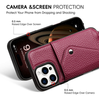 Étui de téléphone en cuir véritable antichoc avec protection pour appareil photo et cordon bandoulière pour iPhone 16 17 18 Pro Max OEM
