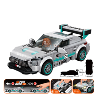 Voiture de course en plastique à rétrofriction, blocs de construction, lumières et sons, modèle de voiture de sport DIY, jouet éducatif pour enfants, cadeau de collection d'anniversaire