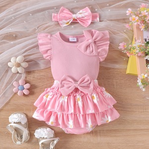 Tutina <span class=keywords><strong>Neonato</strong></span>/a in Cotone <span class=keywords><strong>Senza</strong></span> <span class=keywords><strong>Maniche</strong></span> con Cuore e Fiocco in Pizzo, Modello Avvolgente, Collezione 2026 - Product Image 5