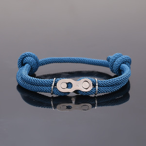 Unisex Velcro Double Layer Milan Nylon Nautical <b>Rope</b> Bracelet Stainless Steel Magnetic Clasp Bike <b>Chain</b> Link Unisex Jewelry - Product Image 4