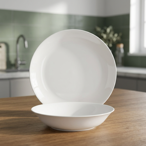 Juego de Vajilla Oslo Sibilla de 12 Piezas, Minimalista y de Lujo, en Vidrio Opal Blanco, Incluye Platos para Pescado, Calcomanía Personalizable, Apto para Lavavajillas - Product Image 3