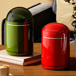 Mini Round Trash Can With Lid Cylindrical Indoor Use For Living Room Bedroom Office - Product Image 2