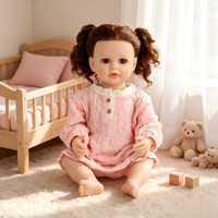 Poupée réaliste en vinyle de 22 pouces, avec des cheveux bouclés et une double queue de cheval, et un pyjama rose, cadeau de fête d'anniversaire pour les petites filles