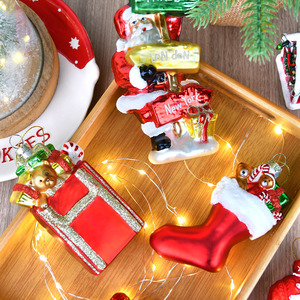 Décoration de Noël créative en verre peint, scène de téléphone et paysage, pendentif décoratif pour arbre de Noël, emballage en boîte - Product Image 4