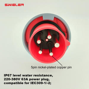 Conectores de Alimentación de Aviación Trifásicos de 5 Polos, 63A, Impermeables, Industriales, <span class=keywords><strong>Macho</strong></span>, para Distribuidor, Cable de Extensión de Alimentación - Product Image 4