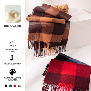 <b>Top</b> Quality Elegant Commute Checkered Woolen Scarf with Soft <b>Fringes</b> - Product Image 2