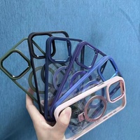 Étui de téléphone portable transparent avec support d'anneau magnétique béquille couverture arrière de téléphone pour iPhone 17 16 15 14 13 12 11 étui