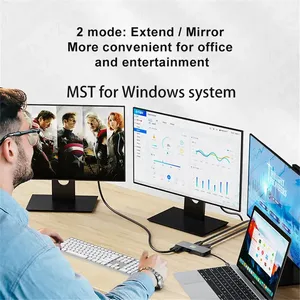 Station d'accueil <span class=keywords><strong>11</strong></span> en 1 Hub USB 3.2 MST HDMl DP 4K 60Hz VGA 1000M RJ45 Extension Type C USB-C Type PD100W Concentrateur de station d'accueil - Product Image 6