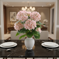 Batang Bunga Hydrangea Buatan Real Touch Warna Hijau Muda Putih Tahan UV Bunga Palsu Dekorasi Pernikahan Rumah Taman