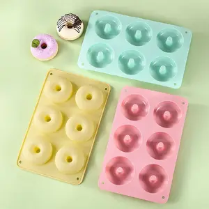 Molde de donut antiadherente de silicona de 6 cavidades de calidad alimentaria resistente al calor DIY pastel chocolate bandeja de silicona para hornear