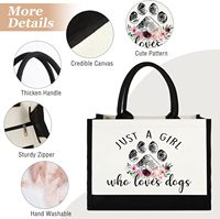 Sac fourre-tout en toile laminée réutilisable pour la plage, avec longue poignée pour femmes, cadeaux mignons pour les amoureux des chiens, cadeau pour les amoureux des animaux
