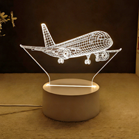 Veilleuse LED 3D Avion USB, Lampe d'ambiance décorative pour chambre, Cadeau pour enfants, en ABS, ambiance chaleureuse, Remise usine