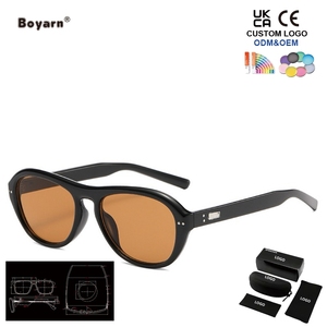 Gafas de Sol Boyarn Retro Artísticas con Marco Redondo, Lentes Grises Versátiles de PC, Lentes de Sol para Hombre - Product Image 4