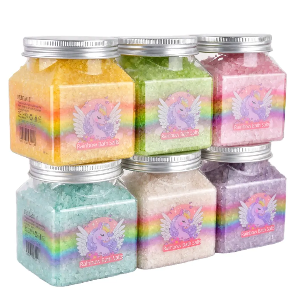 Sales Rainbow bath salt body cleansing exfoliating chicken skin acne removal natural mineral salt 400g