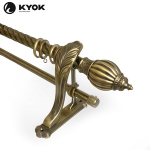 Juego de Barra de Cortina de Estilo Musulmán Clásico de Bronce, Simple/Doble, de KYOK Home <span class=keywords><strong>Curtain</strong></span> Decoration Factory - Product Image 1