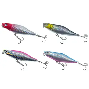FISHGANG popper lure topwater 6.5g 7.4cm with 2X treble hook rattle ball inside hard plastic fishing bait