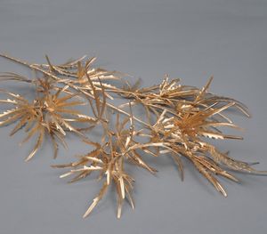 Feuilles d'eucalyptus artificielles dorées, feuilles de ginkgo dorées pour mariage, décoration, variété de feuilles de plantes dorées artificielles - Product Image 4