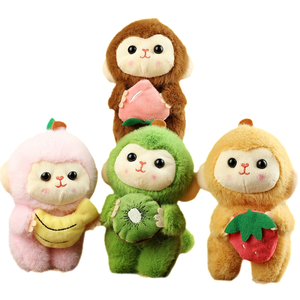 Llavero de peluche de mono marrón Kawaii con melocotón, colgante de animal de peluche suave y peludo para mochila, regalo para todas las edades - Product Image 5