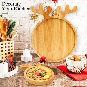 Bandeja de madera con forma de asta de reno navideña, plato personalizado para servir frutas, postres, carne occidental, tabla de cortar. - Product Image 2