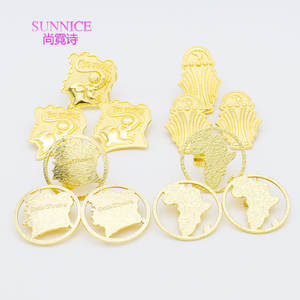 Gran oferta, anillo grande abierto de lujo, pendiente chapado en oro de 18 quilates de cobre, conjunto de joyería de mapa africano a la moda para mujer - Product Image 2