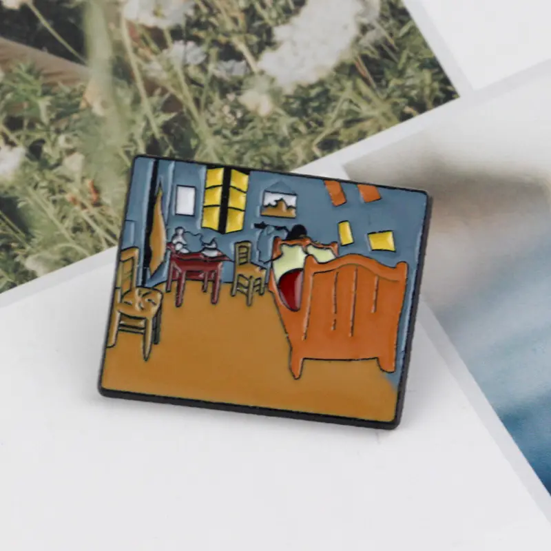 Tidak ada Minimum jumlah besar Van Gogh bunga matahari lukisan terkenal kerah Lapel Enamel koleksi Pin Enamel