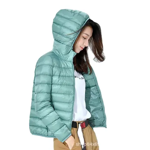 Ultra hafif şişme mont kadınlar kış hafif yastıklı kadın ceketler ince tüy 6XL 7XL 8XL kalite kızlar Coat Hood 2023