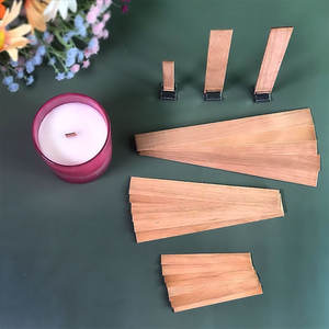 Mèches de bougies en <span class=keywords><strong>bois</strong></span> plates 100 % naturelles sans fumée de haute qualité avec support en fer pour bougies de soja – Design moderne, faciles à utiliser pour le bricolage - Product Image 6