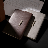 Carnet en cuir PU A5 de qualité supérieure, avec boucle métallique minimaliste et papier épais couleur crème - Idéal pour les professionnels et les cadeaux