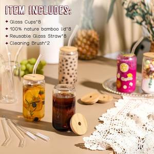 16Oz 20Oz Diy Blank Sublimation High Borosilicate Can Shaped Beer Can Glass <b>Cups</b> Bamboo <b>Lid</b> <b>Straw</b> Dishwasher Microwave Safe - Product Image 2