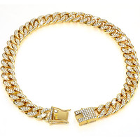 Collier de style cubain pour animaux de compagnie bijoux accessoires en gros chien chaîne collier de diamant pour petits chiens chats