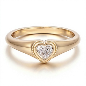 Anillo de Oro Amarillo con Diamante Corte Corazón, Joyería Romántica de Compromiso para Mujer - Product Image 4