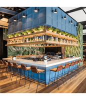 Conception de comptoir de bar à vin à surface solide en pierre d'onyx contemporaine rétroéclairée
